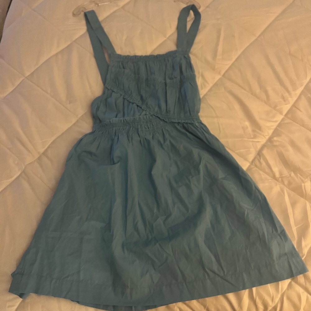 Free People Blue Gathered Mini Dress